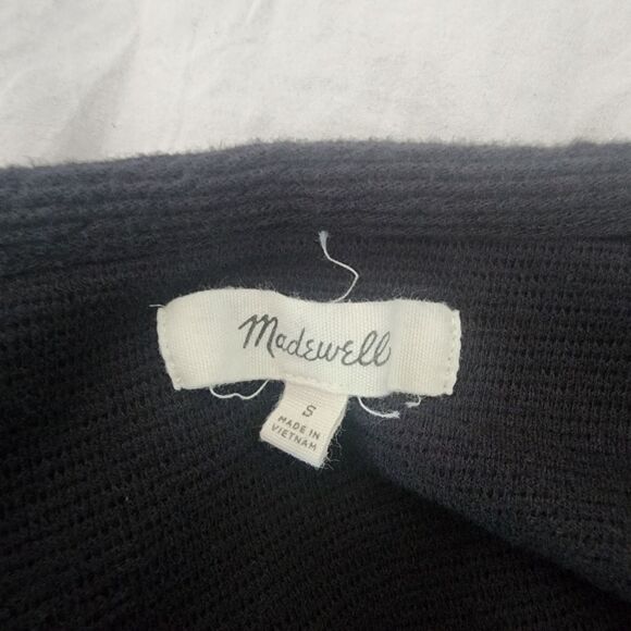 Madewell Black Texture and Thread Gathered Sleeve Crop Top womens size‎ S - Picture 4 of 6